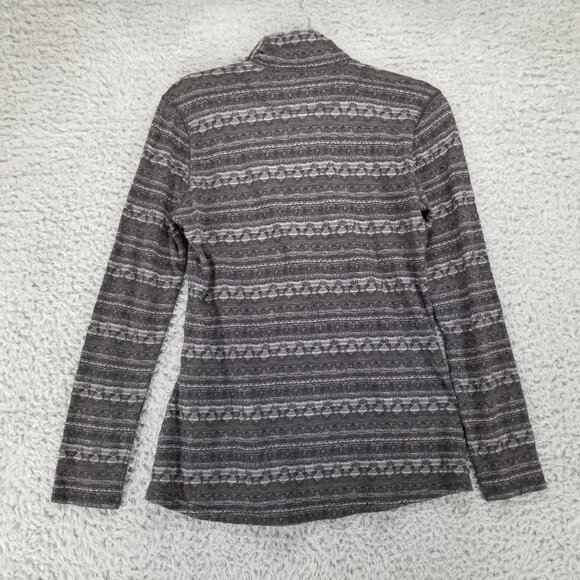Woolrich Top Womens Small Gray 1/4 Zip Striped Long Sleeve Base Layer Shirt - Picture 8 of 9